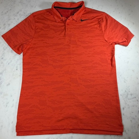 Nike Golf Other - Nike Golf Polo Shirt Mens Medium Orange Excellent Dri-FIT Camo Tiger Stripe